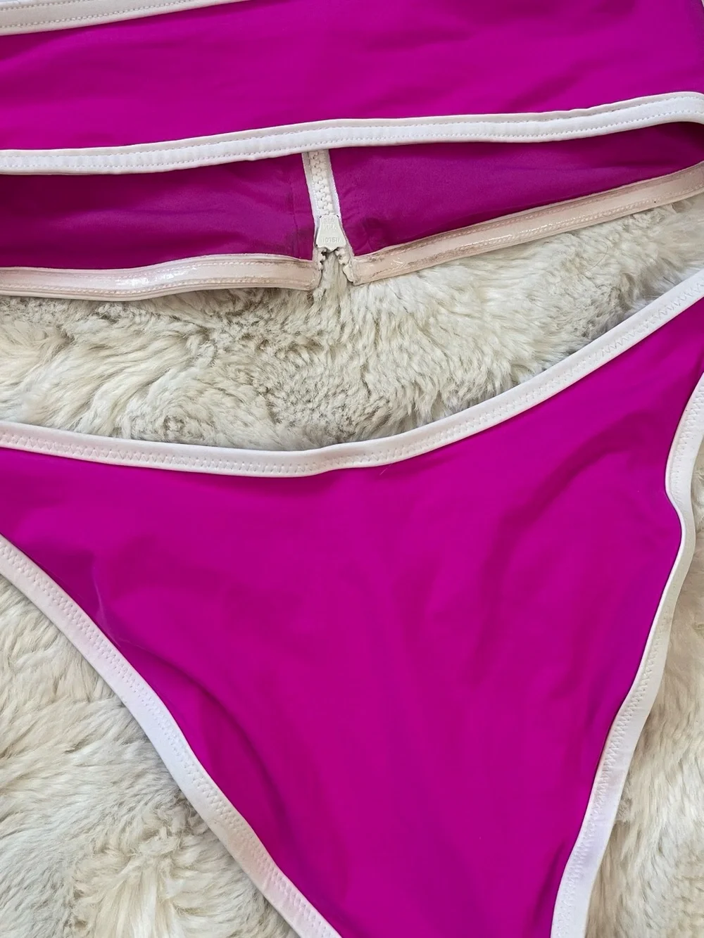 SKIMS Zip Up Swim Dipped Tanga Bikini Set – Top & Bottom – Size M